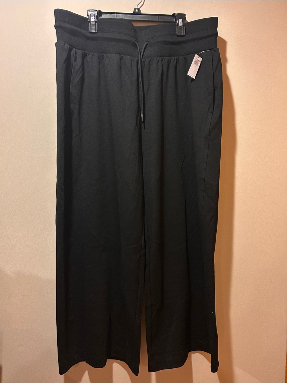 NWT Old Navy Plus Size 2x Wide Leg Black Sweatpants Streetwear Lounge Athleisure